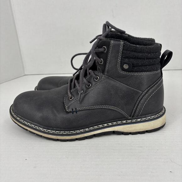 B-52 By Bullboxer Elyss Winter Boots Mens Size 8 Gray Black Lace Up Fleece Lined